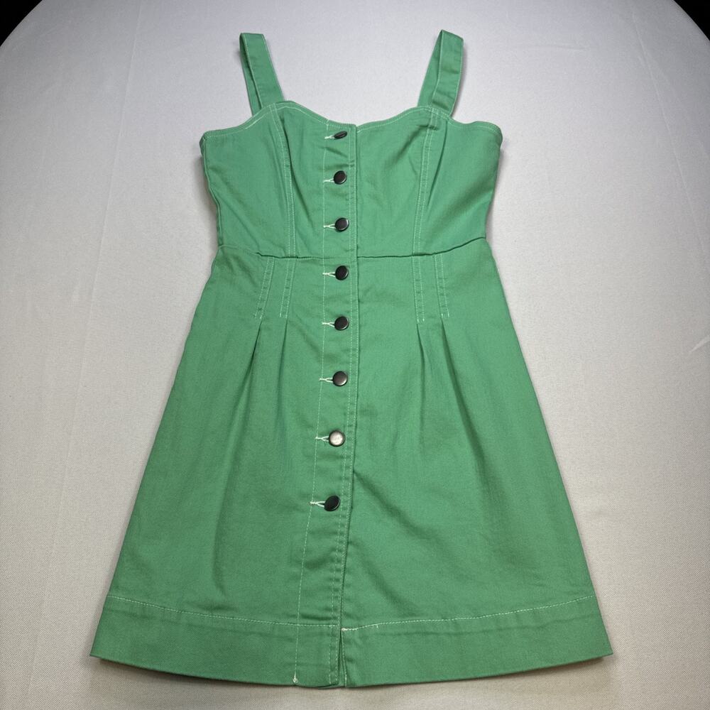 GB Gianni Bini Green Denim Jumper Dress Size 3 Y2K 90s Retro Vintage #0214